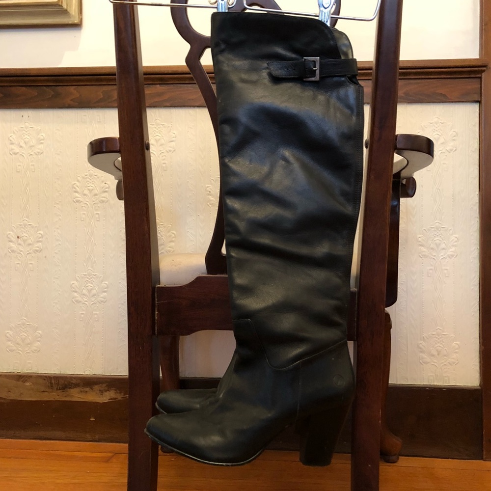 BRONX Over the knee black leather boots